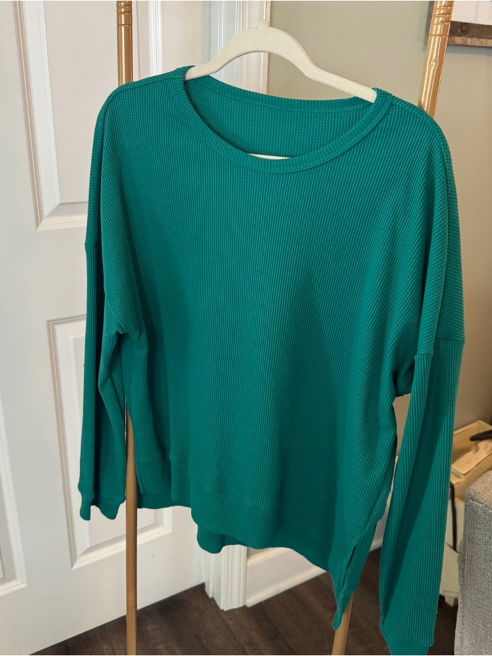 Teal Ribbed Long Sleeve Sweater